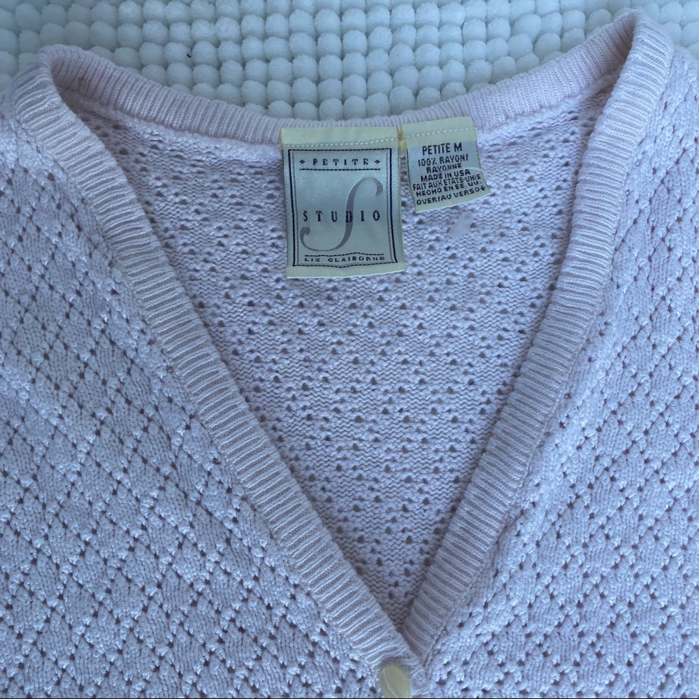 Liz Claiborne blush pink knit short sleeve cardigan